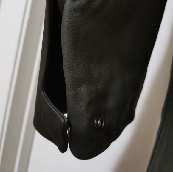 VINCE OLIVE GREEN LEATHER PARKA JACKET - Picture 4 of 12